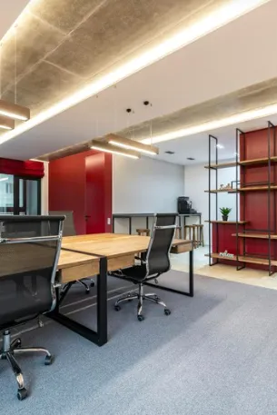 View of a clean office with desks