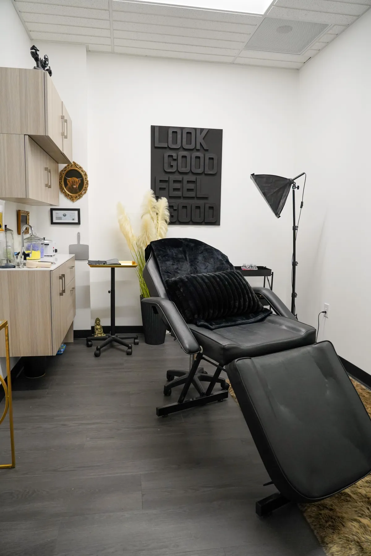 blue and white light fixture