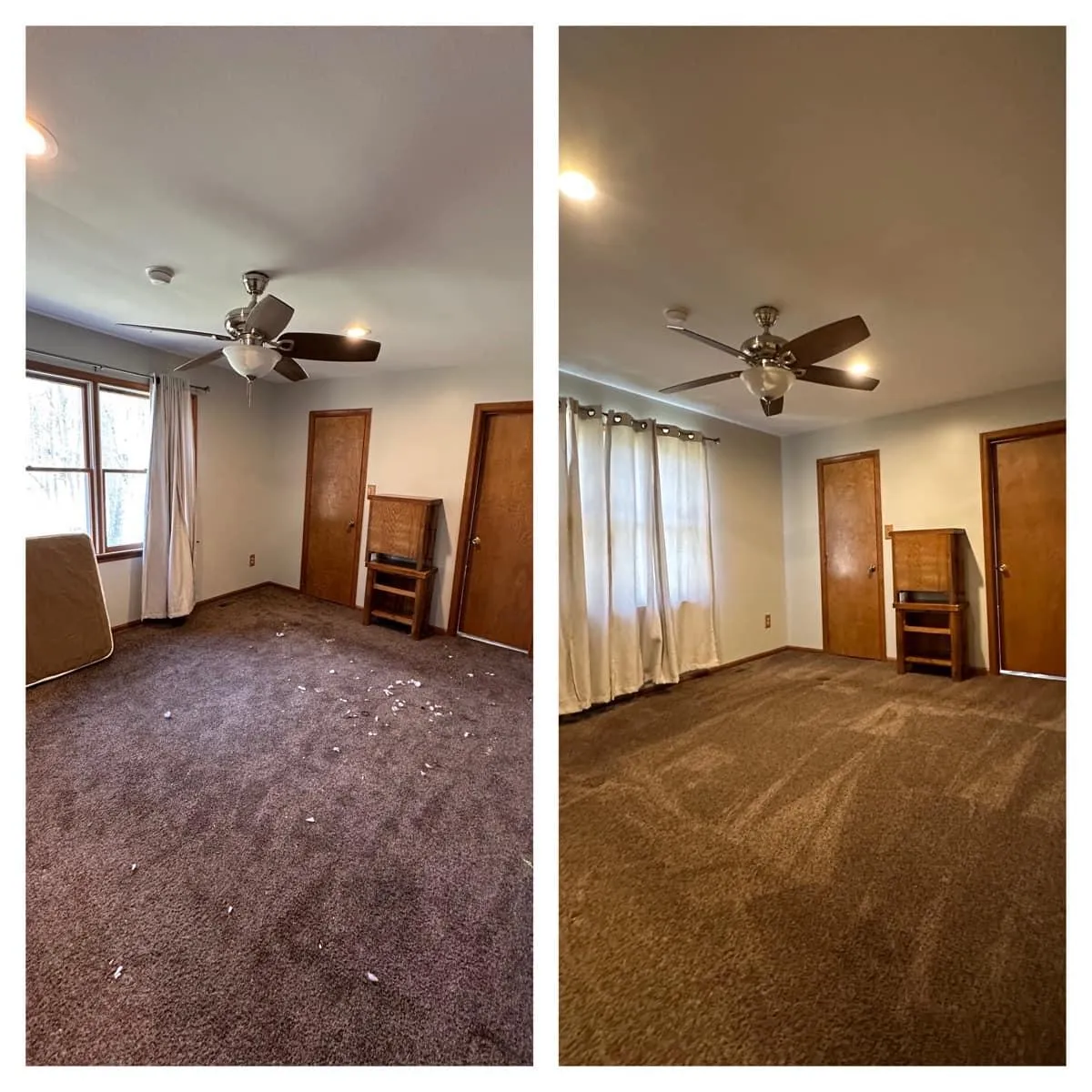 Living Room Cleaning Services illustrating a before and after photo. On one side you have a very messy living room and on the other the same living room but very clean. 