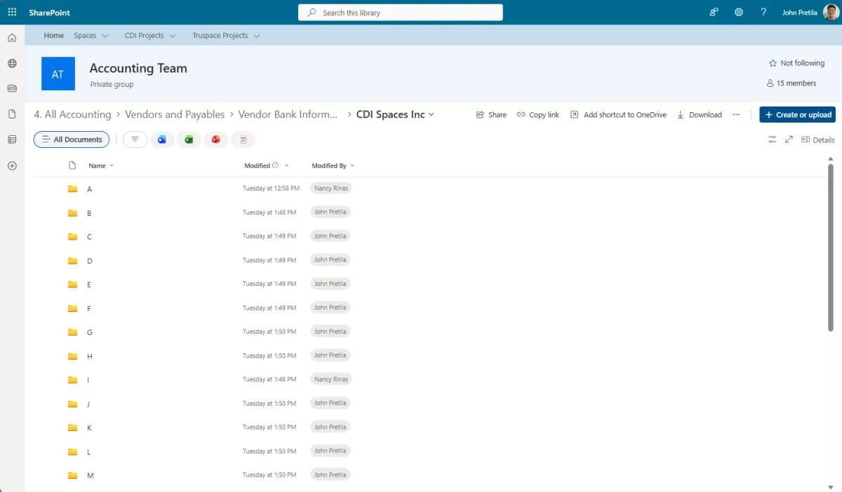 Portfolio project dashboard view
