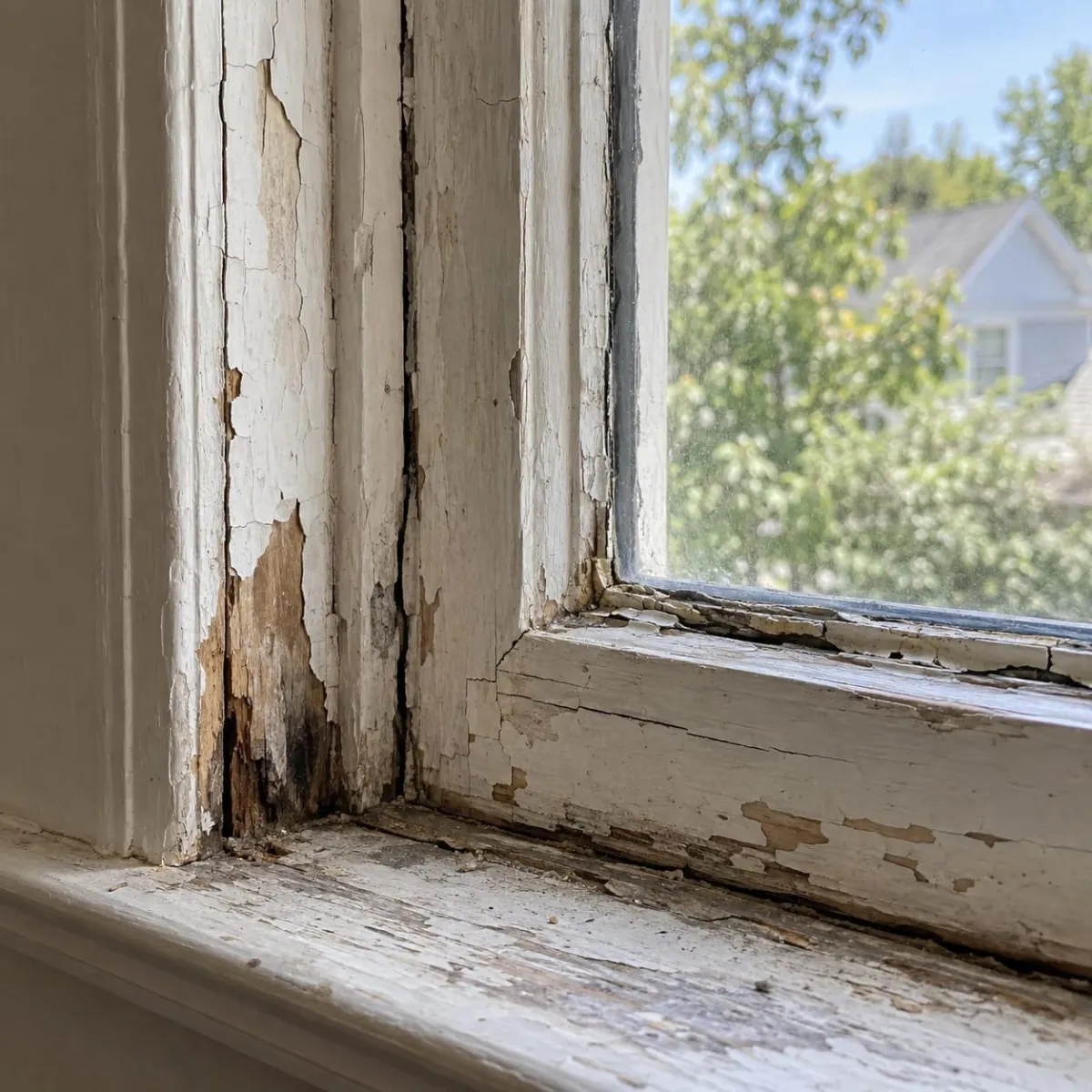 Aging window frame example