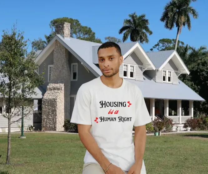 Volunteers assembling care packages in a bright community center, with supplies and handwritten notes.