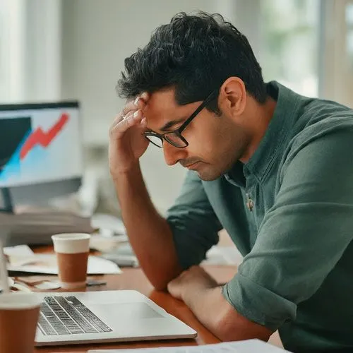 An image of a frustrated man struggling to find Leads.