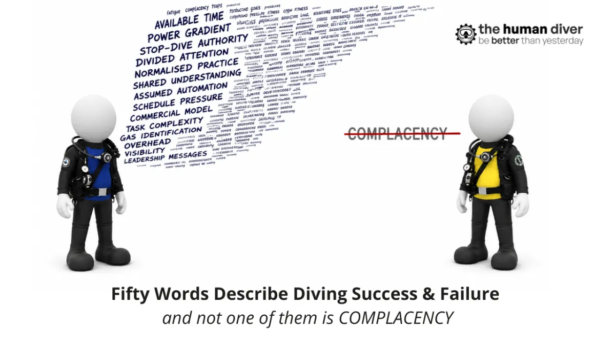 Fifty Words Describe Diving Success & Failure and not one of them is complacency