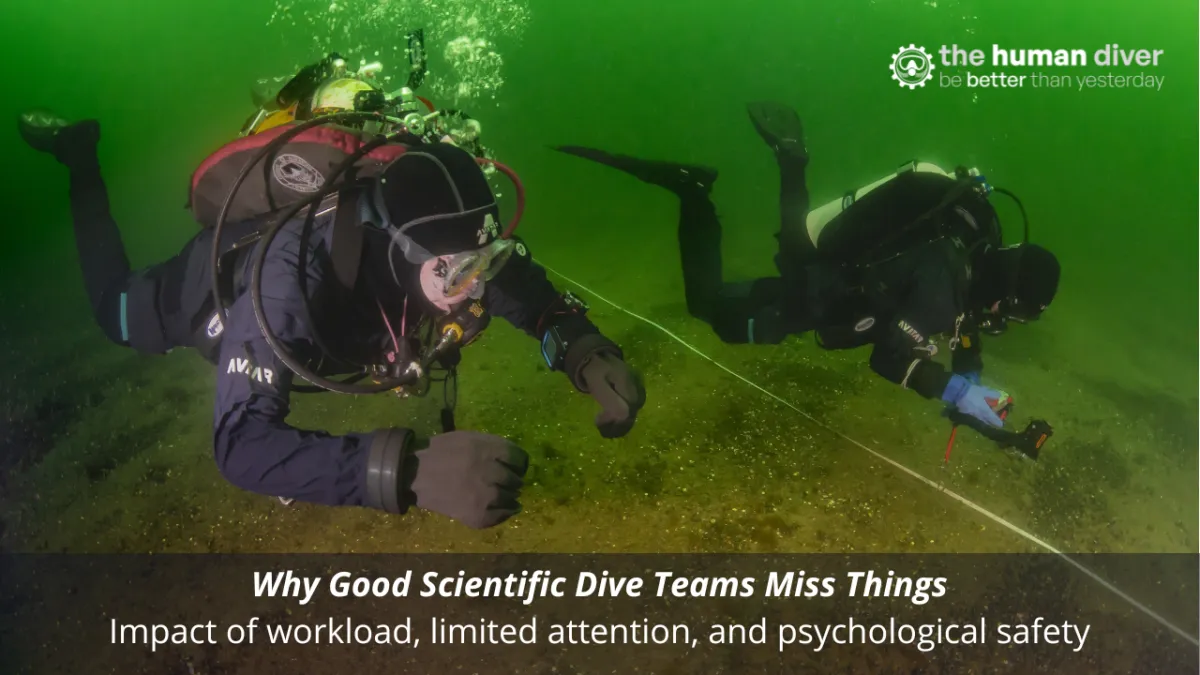 Why Good Scientific Dive Teams Miss Things: Impact of workload, limited attention, and psychological safety