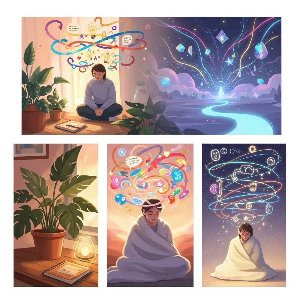 Digital illustration representing ADHD creativity and calm focus