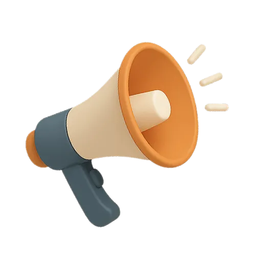 Orange and cream megaphone illustration.