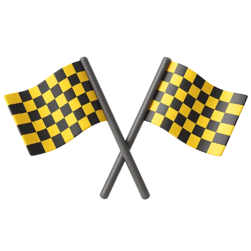 Two crossed yellow and black checkered racing flags.