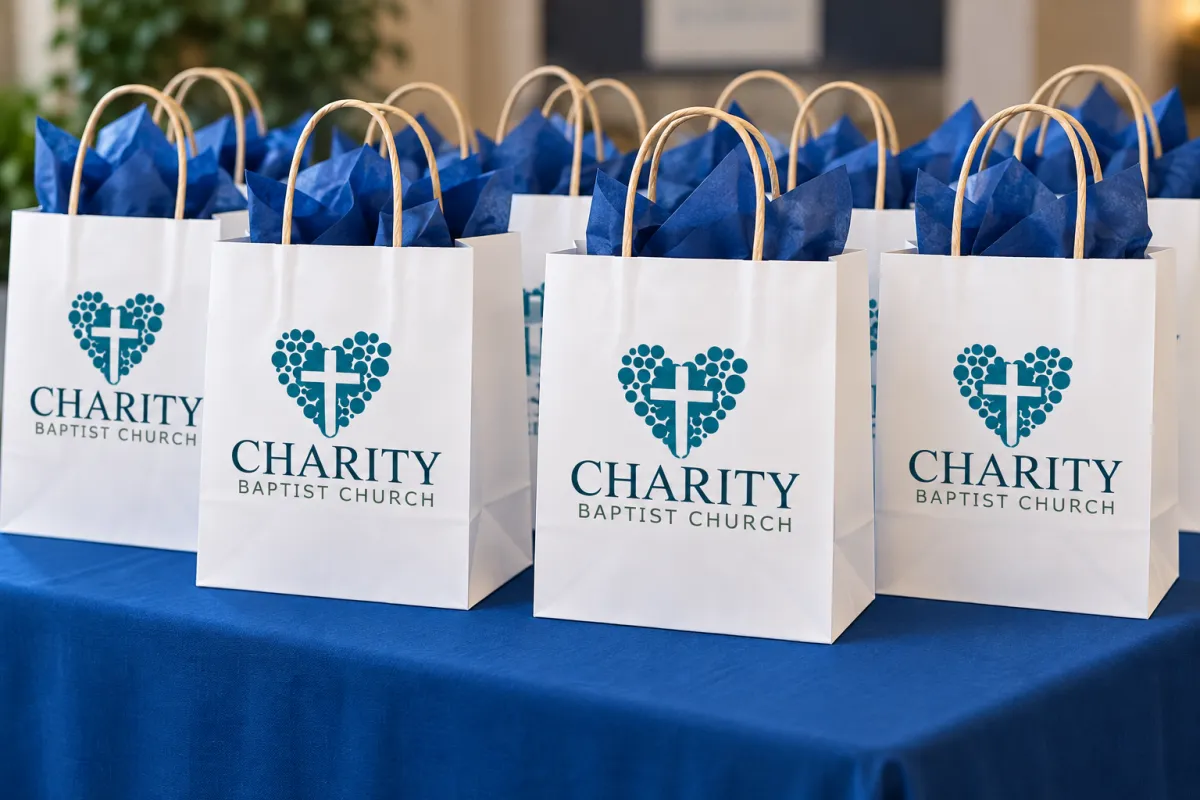 Thoughtfully prepared welcome gift package for first time church guests