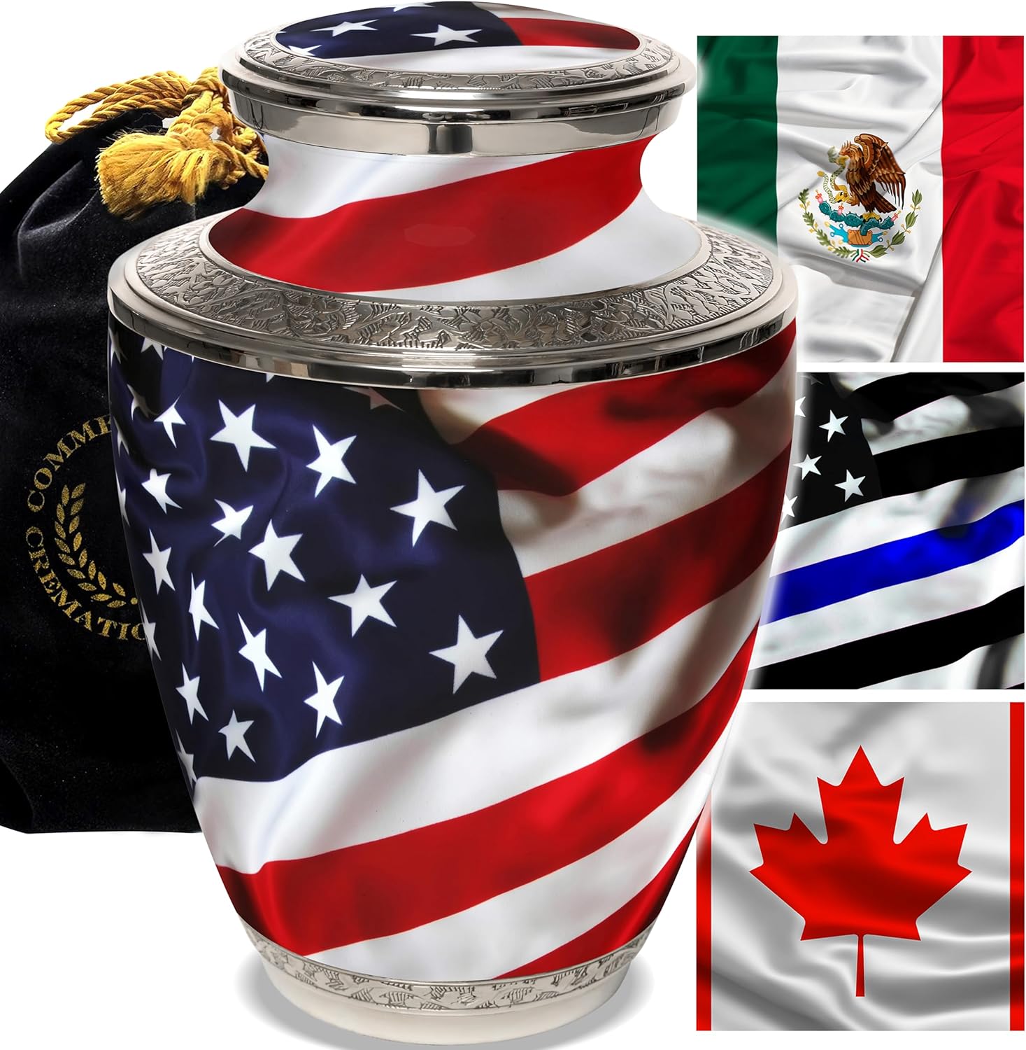 Patriotic Veteran Cremation Urn – American Flag Design