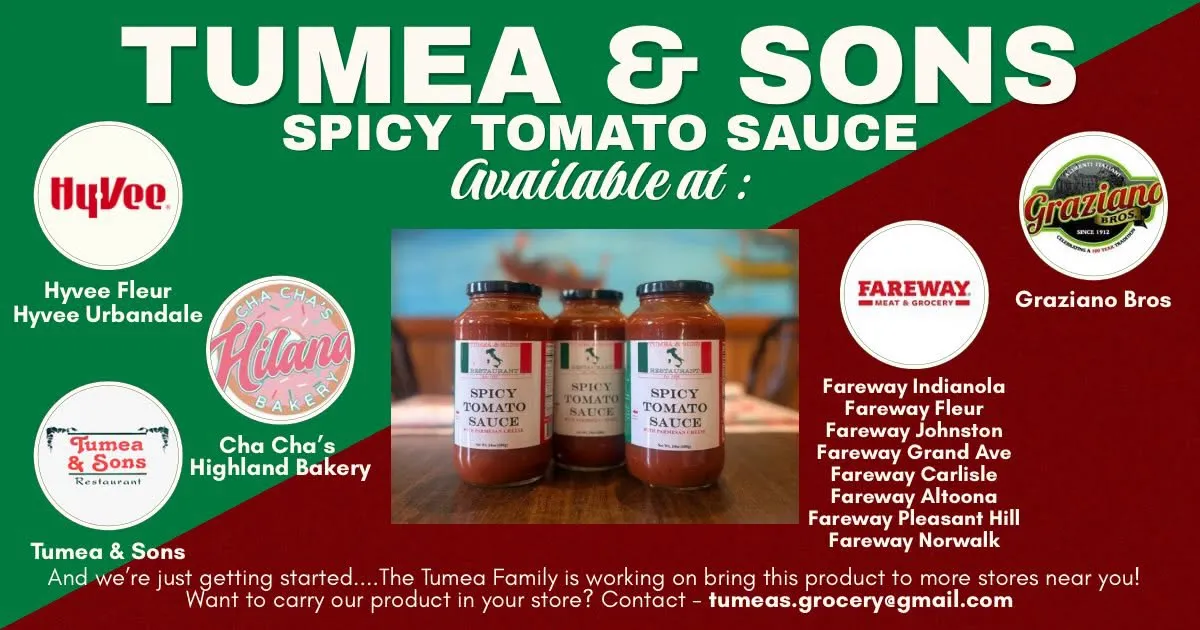 Tumea and Sons' Spicy Tomato Sauce available locations