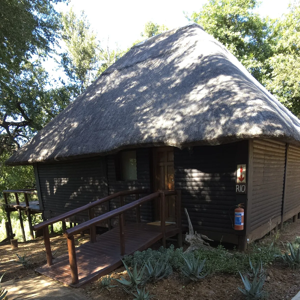 Thatched-roof chalet at Karongwe Private Game Reserve 