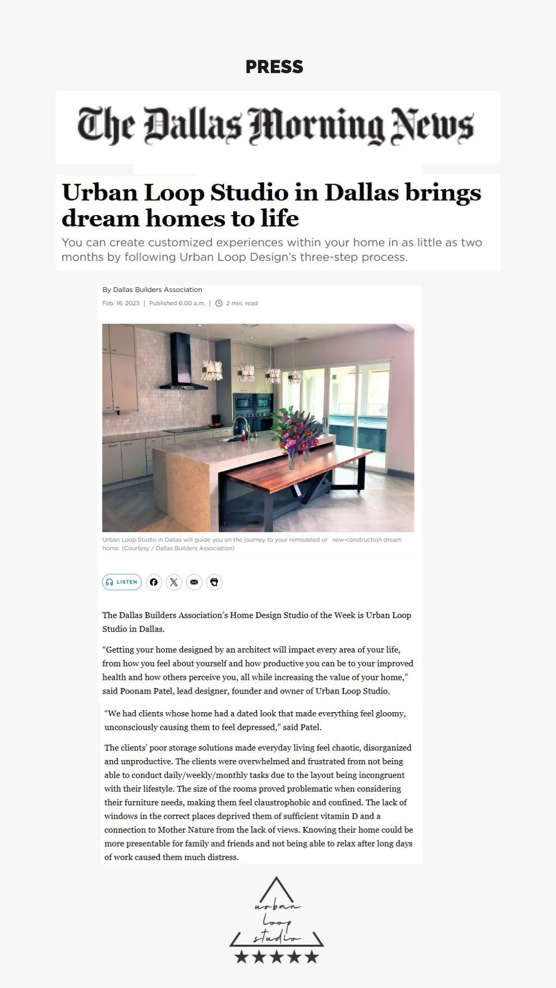 Urban Loop Studio featured in Global Architecture & Design for innovative and luxurious projects.