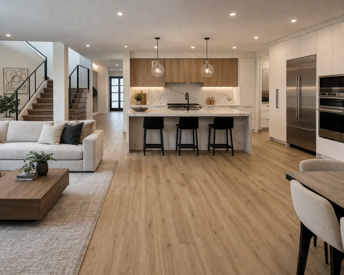 Man in suit looks at building under construction.