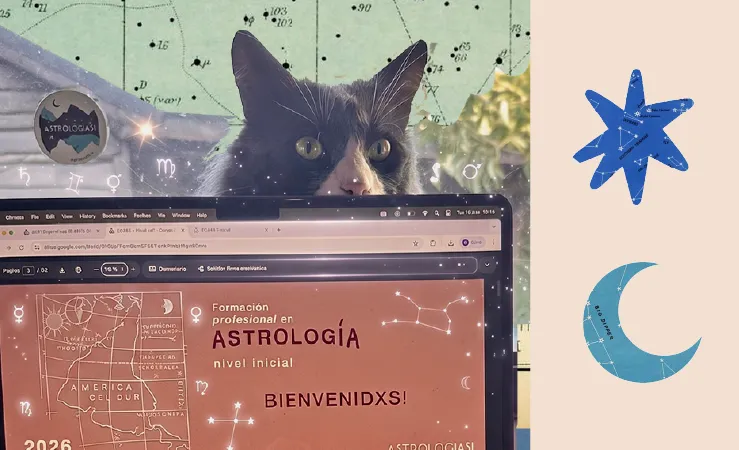 Estudiante de astrología organizando sus tiempos de estudio con apuntes
