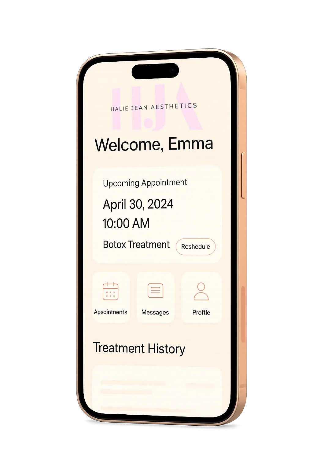 Newton Beauty Client Portal Mobile App Mockup