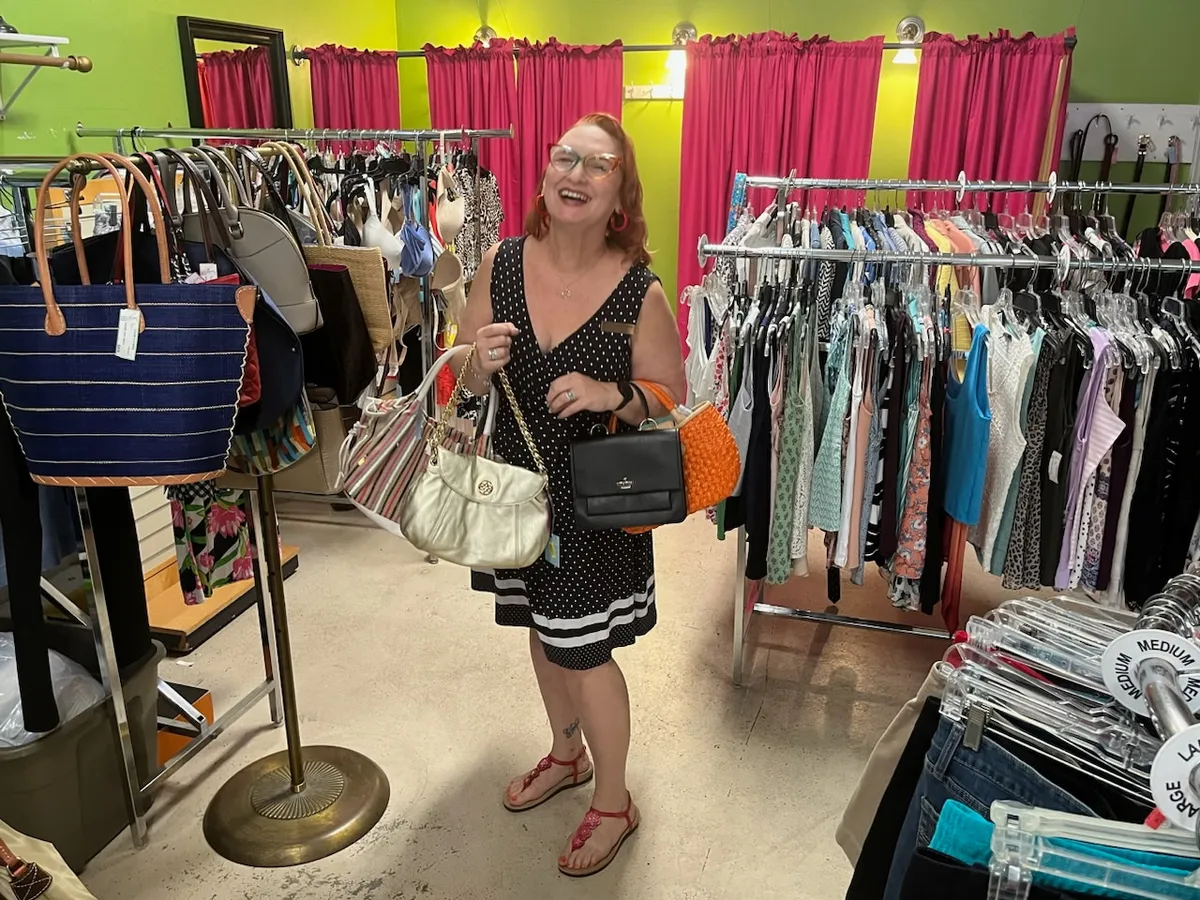 Stylist Heidi McKinney shopping in a consignment store