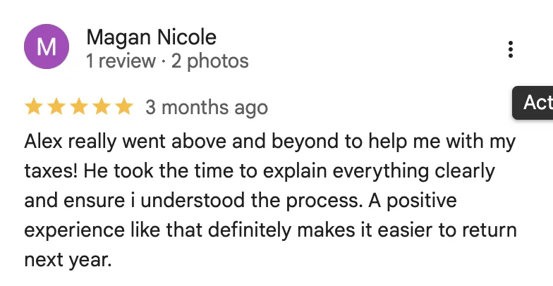 T&G Tax Service Google review 