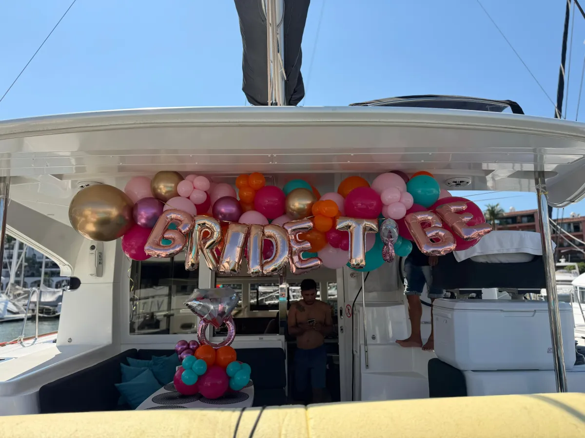 Elegant balloon decorations prepared for an onboard event
