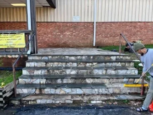 Stone step repair in Durham NC