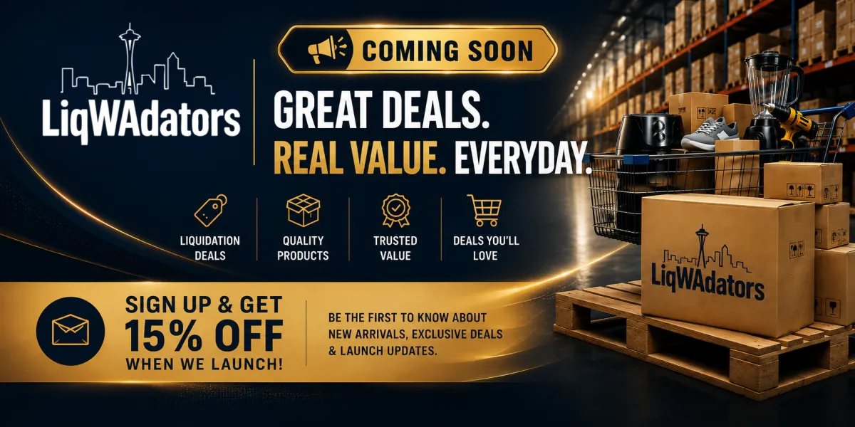 Liqwadators liquidation deals. Sign up for 15% discount on launch. Trusted warehouse specials and unbeatable prices