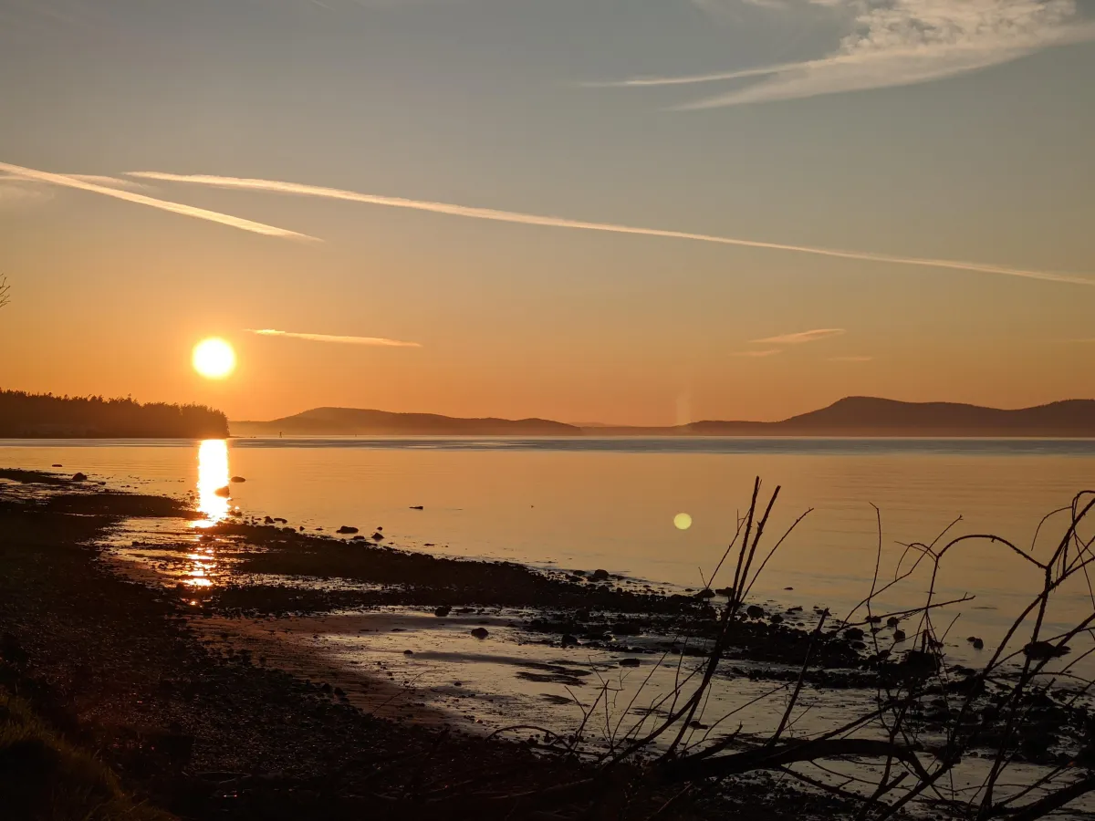 Sunset over the water from an Anacortes beach