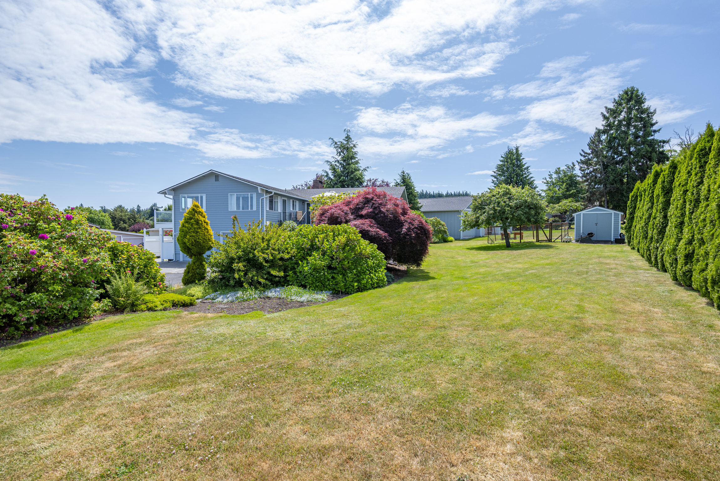 Tidy backyard and landscaping at an Anacortes home