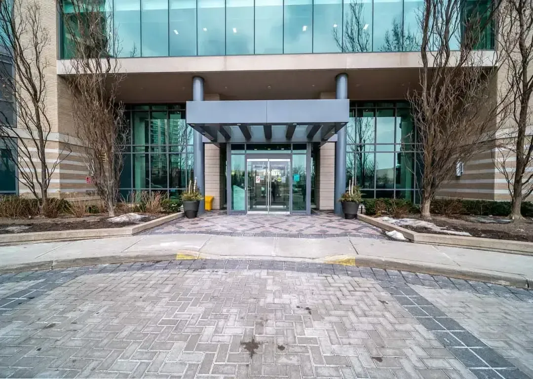 Main lobby entrance of the prestigious One Sherway building at 235 Sherway Gardens Rd.