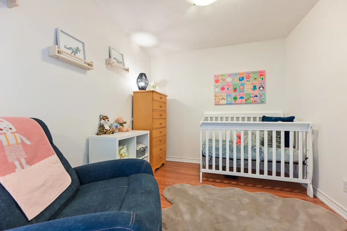 Versatile nursery or home office space in the split-bedroom layout of 1369 Bloor St W, Suite 1416.
