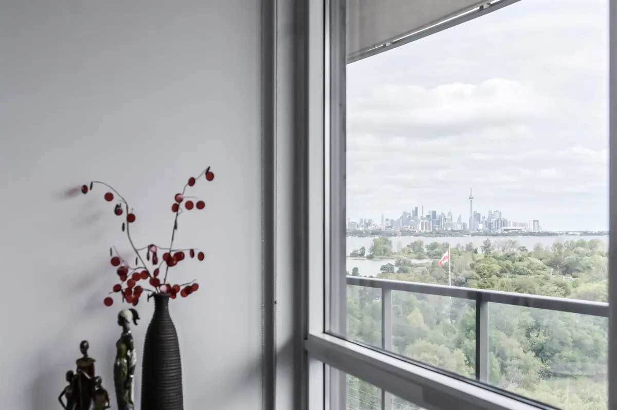 the dream view of Toronto city skyline and CN tower from the bedroom