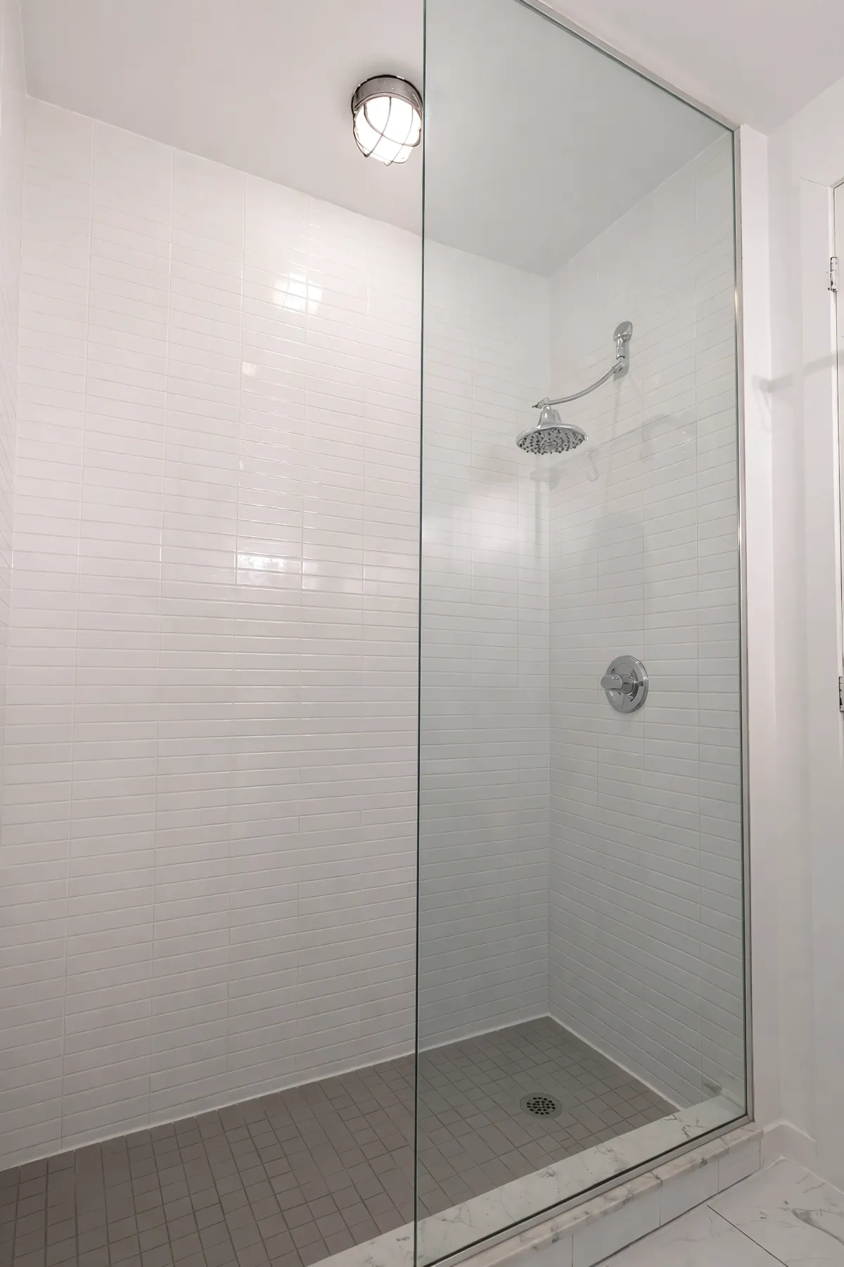 Large shower at Quad Lofts