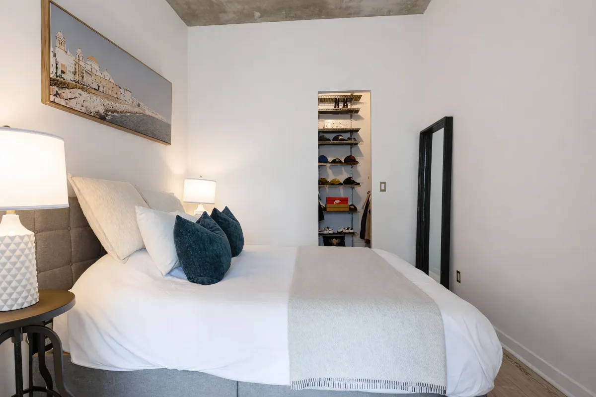 Primary bedroom with walk-in closet