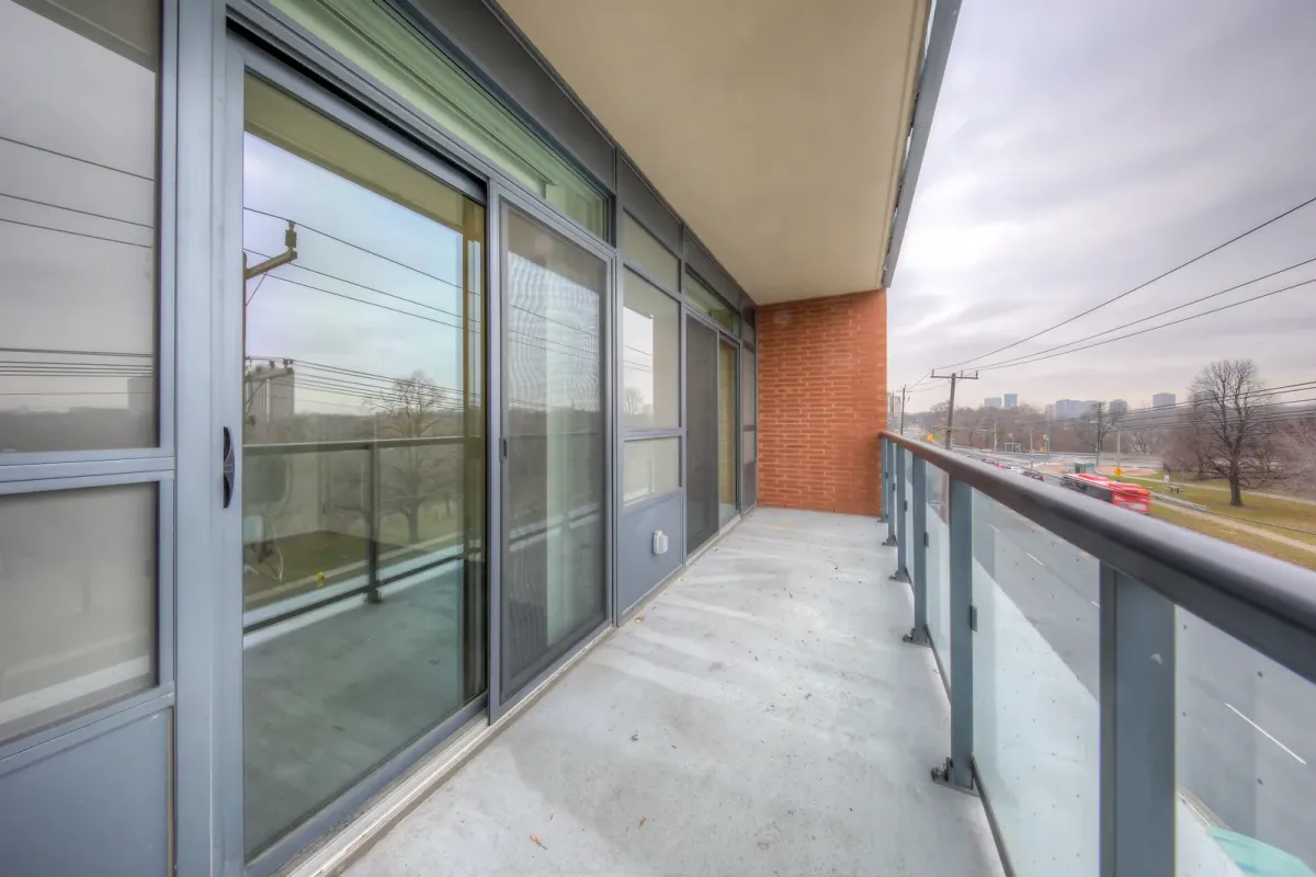 Large, private balcony with street view
