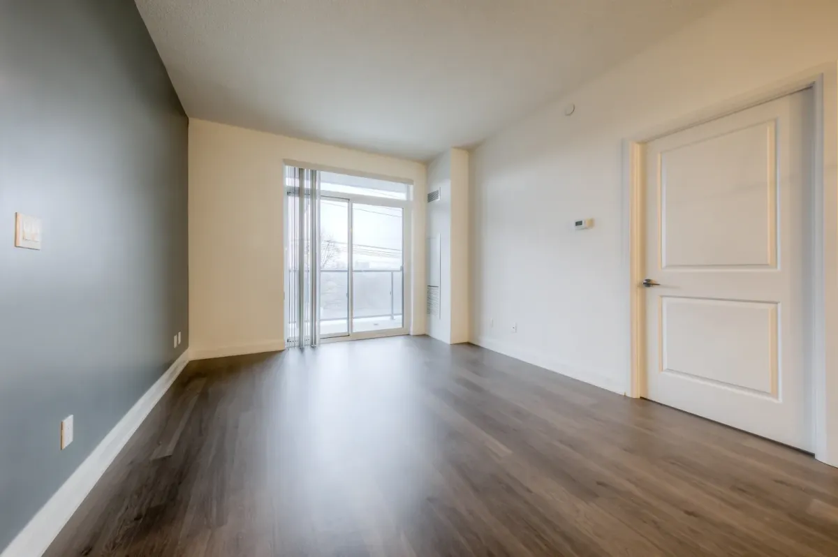 Open concept living room with hardwood floor
