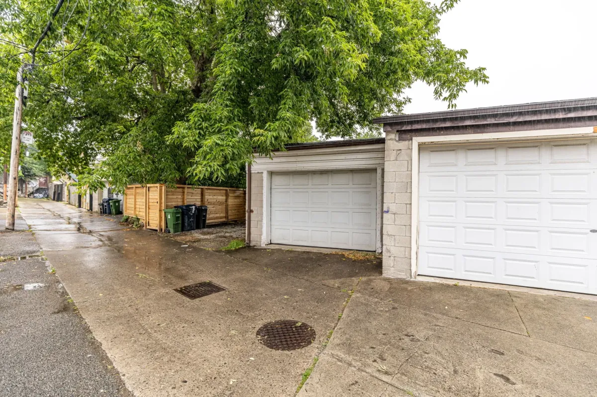 laneway view of garage in the back of 56 Hickson St.