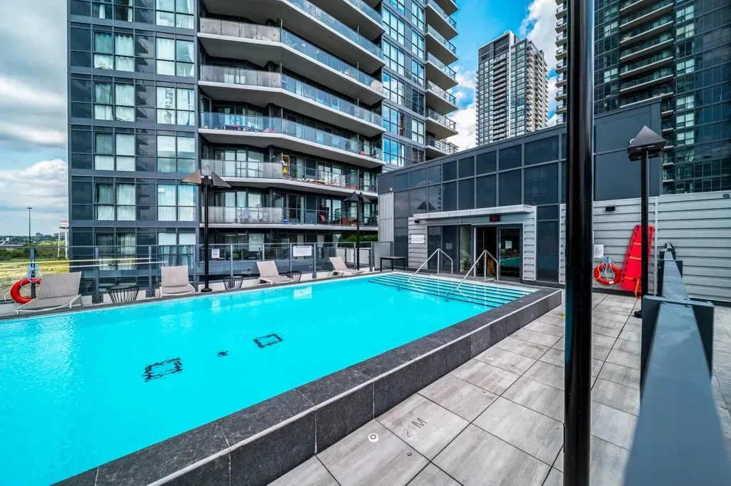Sparkling blue outdoor swimming pool at Westlake Encore, 10 Park Lawn Rd, Unit 3402.