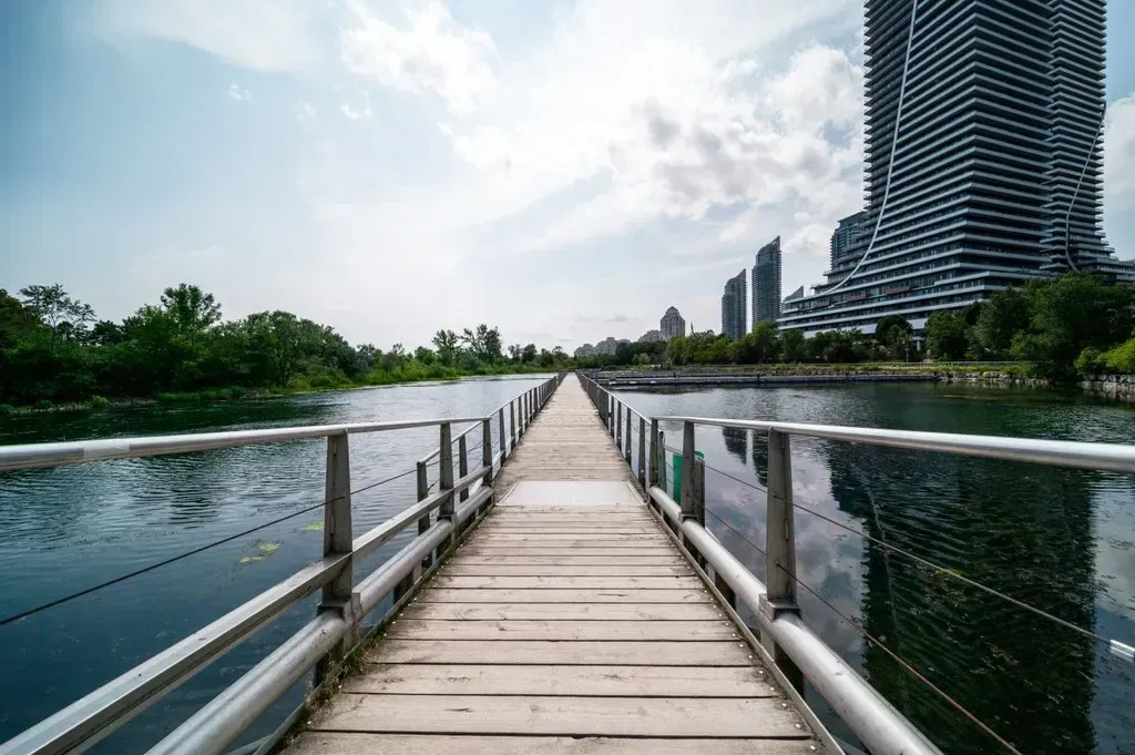 Serene waterfront walking trail near 10 Park Lawn Rd, Unit 3402 with views of Lake Ontario.