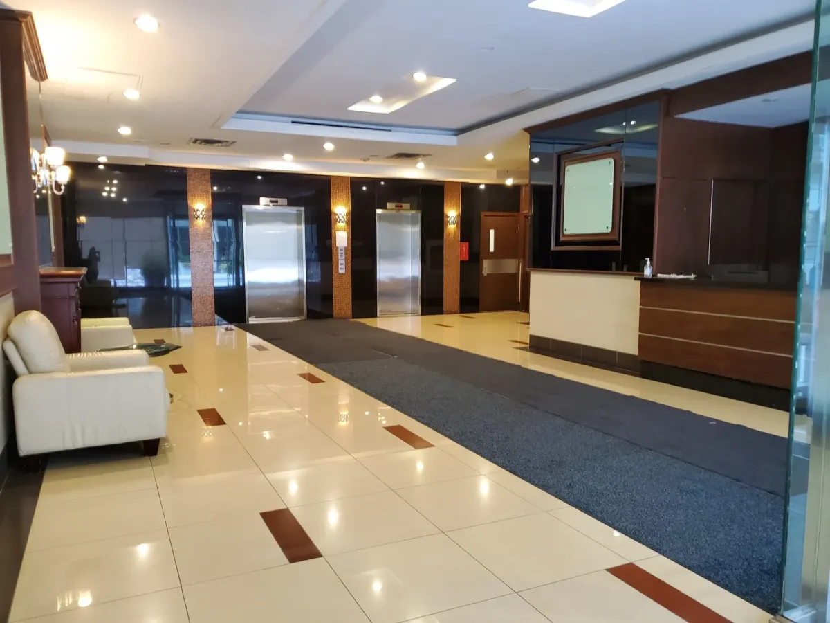 Elegant and secure main lobby entrance for residents of 263 Wellington St W, Unit 701.