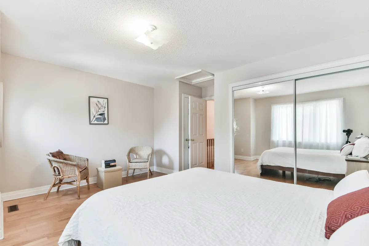 Principal suite at 9 Algarve Cres, showing the large closet space and serene atmosphere.