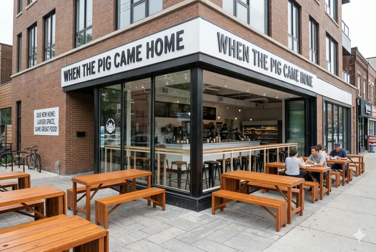 The signature Peameal on a Bun at When the Pig Came Home in Toronto's Junction, a 2026 staple for locally sourced, nitrate-free heritage pork.