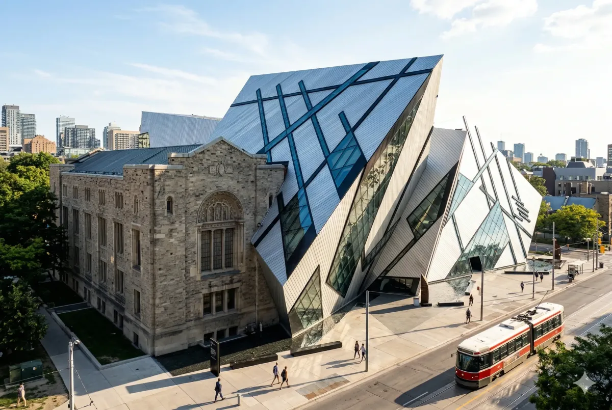 The Michael Lee-Chin Crystal at the Royal Ontario Museum, Toronto’s most recognizable architectural landmark, amidst the 2026 Bloor Street streetscape improvements.