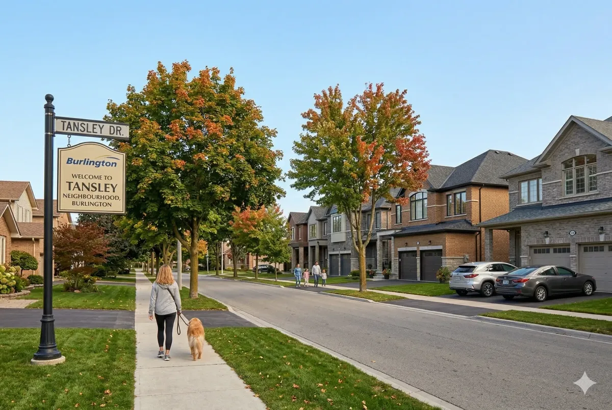 Modern two-storey brick detached home in Tansley Burlington with a double-car garage and open-concept layout.
