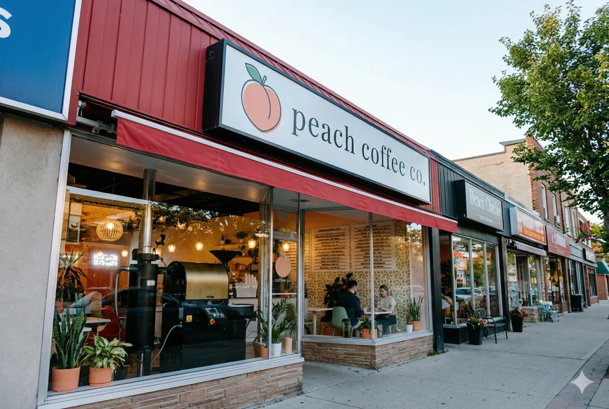 Refreshing Peach Iced Tea served in a glass at Peach Coffee Co, a signature summer beverage for the Burlington community.