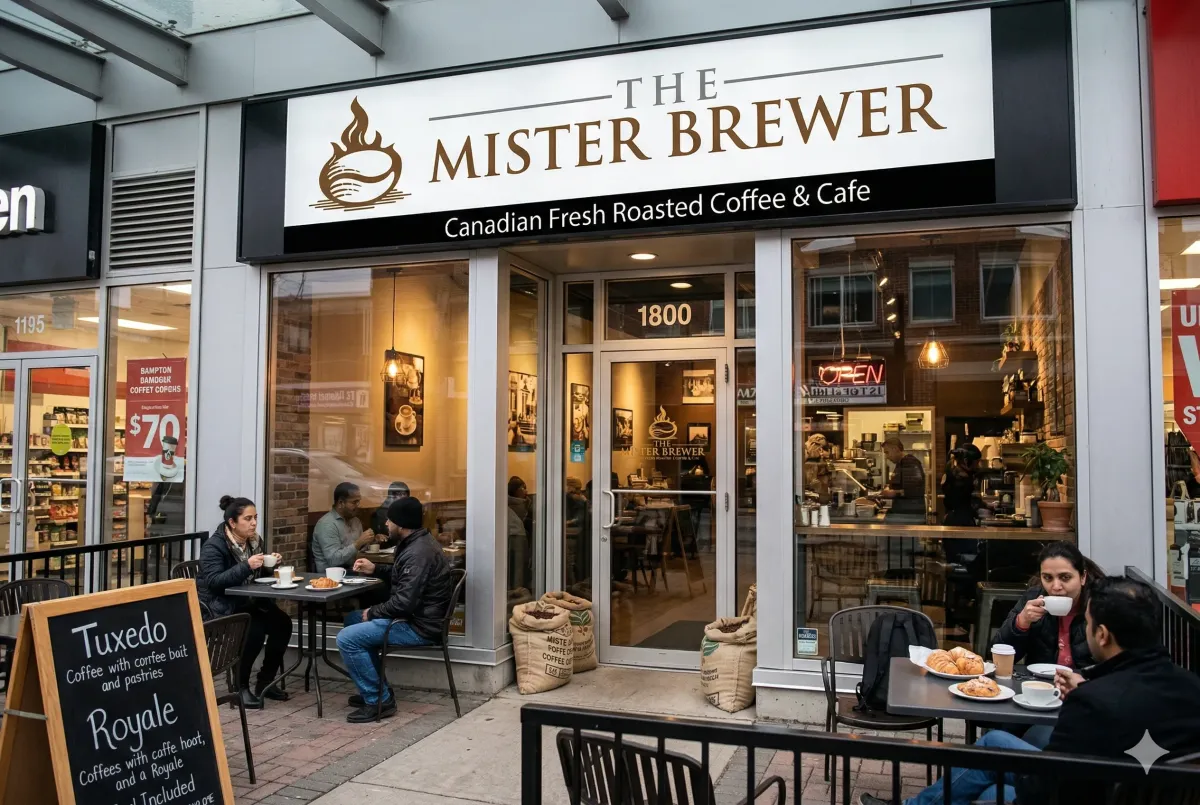 Pour-over coffee being prepared with The Royale medium city roast beans from The Mister Brewer, highlighting smooth, low-acid coffee for home brewing.