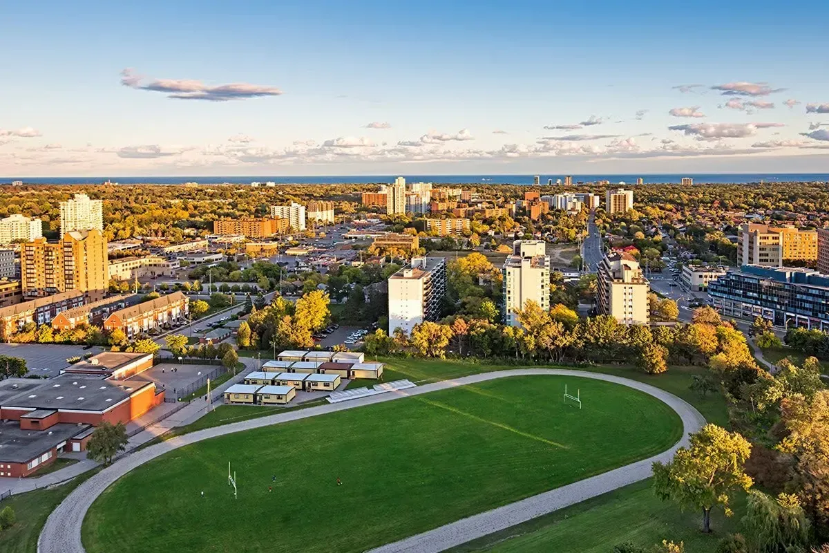 Large custom-built luxury homes and mature tree-lined streets in Lorne Park.