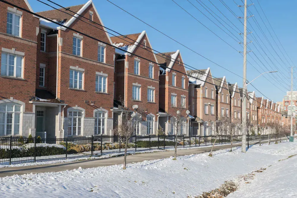 View of multi-story townhomes and modern residential developments in Fairview.