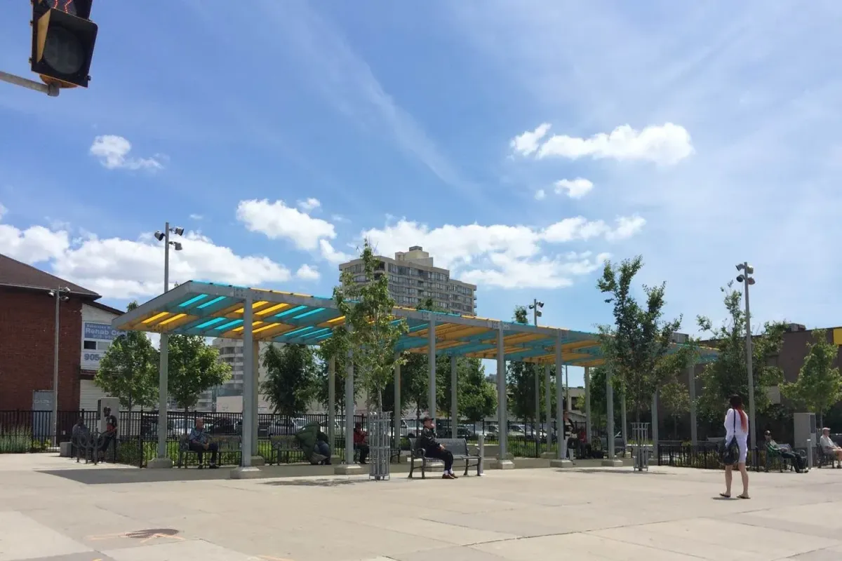 View of the urban residential landscape and community center in Cooksville.