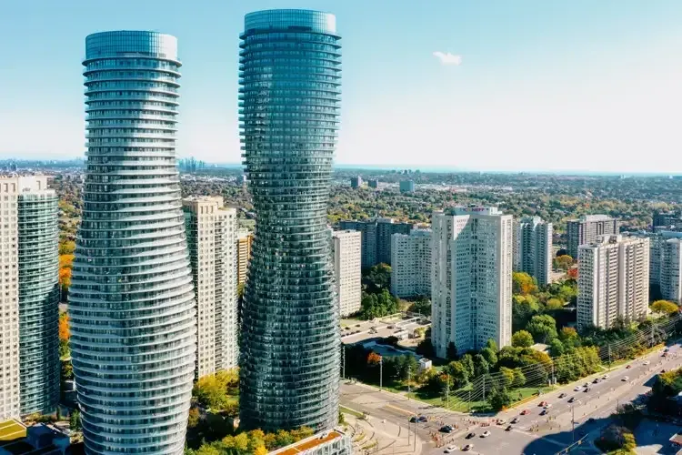 The iconic Absolute World "Marilyn Monroe" towers in Mississauga.