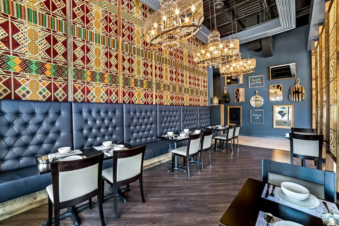 Elegant interior of a high-end restaurant in Mississauga