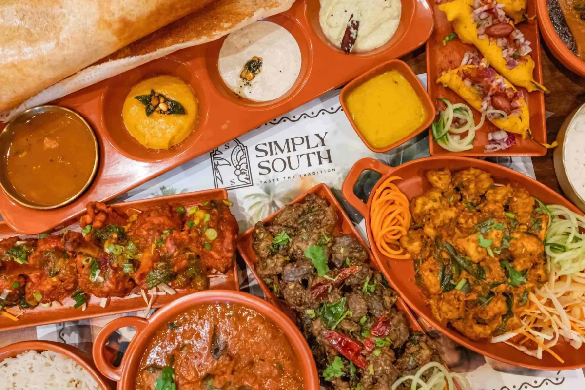 Traditional South Indian platters and authentic dishes at Simply South in Mississauga.